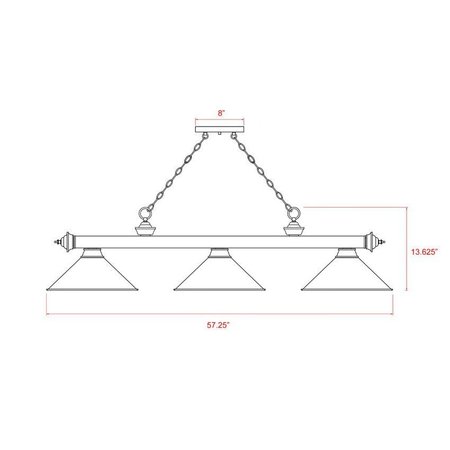 Z-Lite Cordon 3 Light Billiard, Bronze & White 2306-3BRZ-PWH